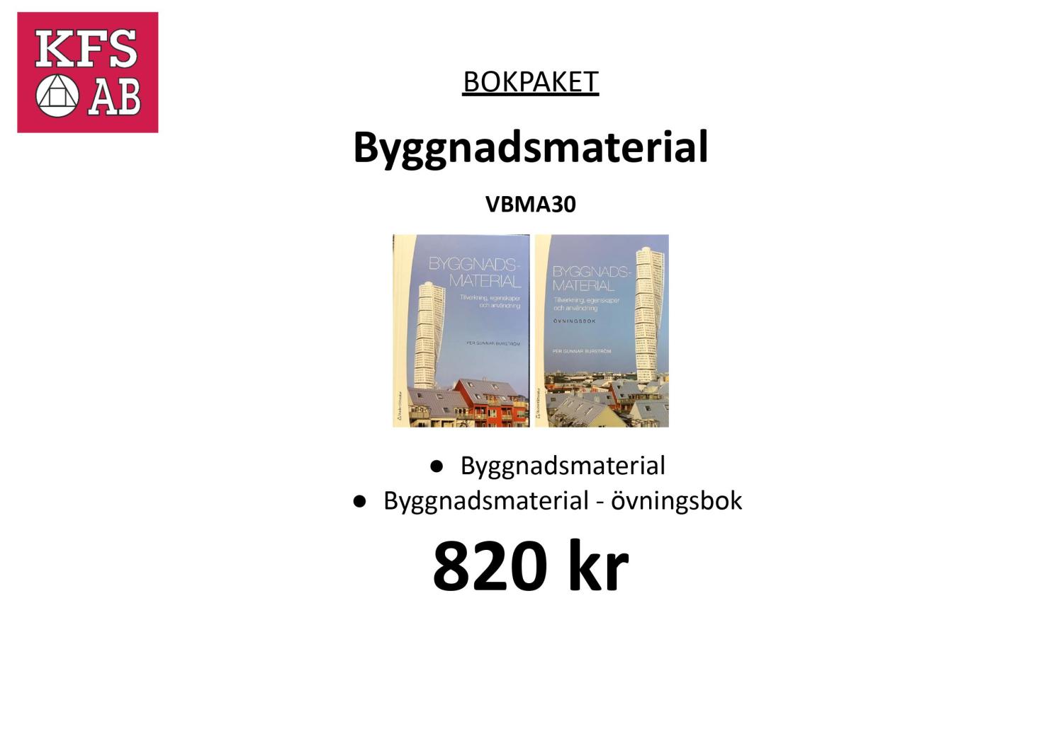 Bokpaket VBMA30 Byggnadsmaterial