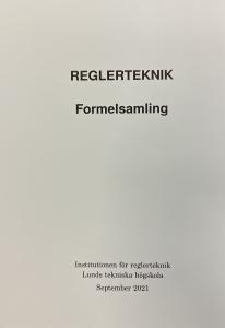 Reglerteknik Formelsamling, September 2021