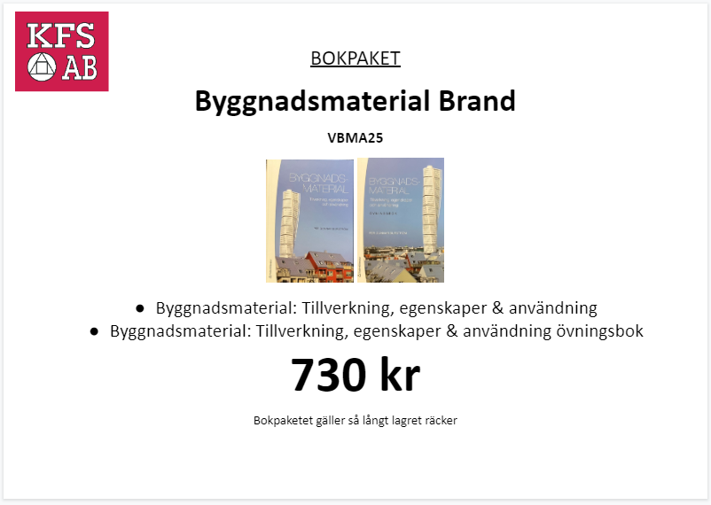 Bokpaket VBMA25 Byggnadsmaterial Brand