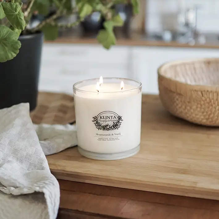 Stort doftljus & massageljus Mousserande & Vanilj