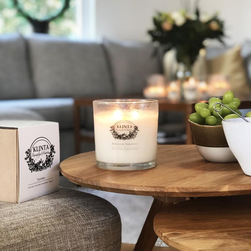 Stort doftljus & massageljus Bärnsten & Tonkaböna