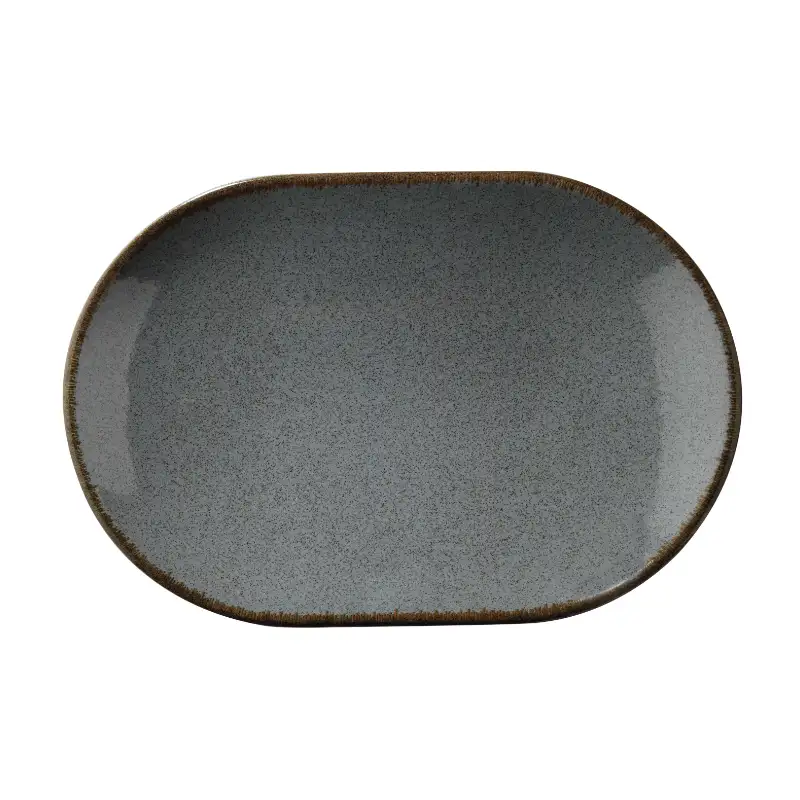 Tallrik Pearl Colorx oval 28cm gråblå