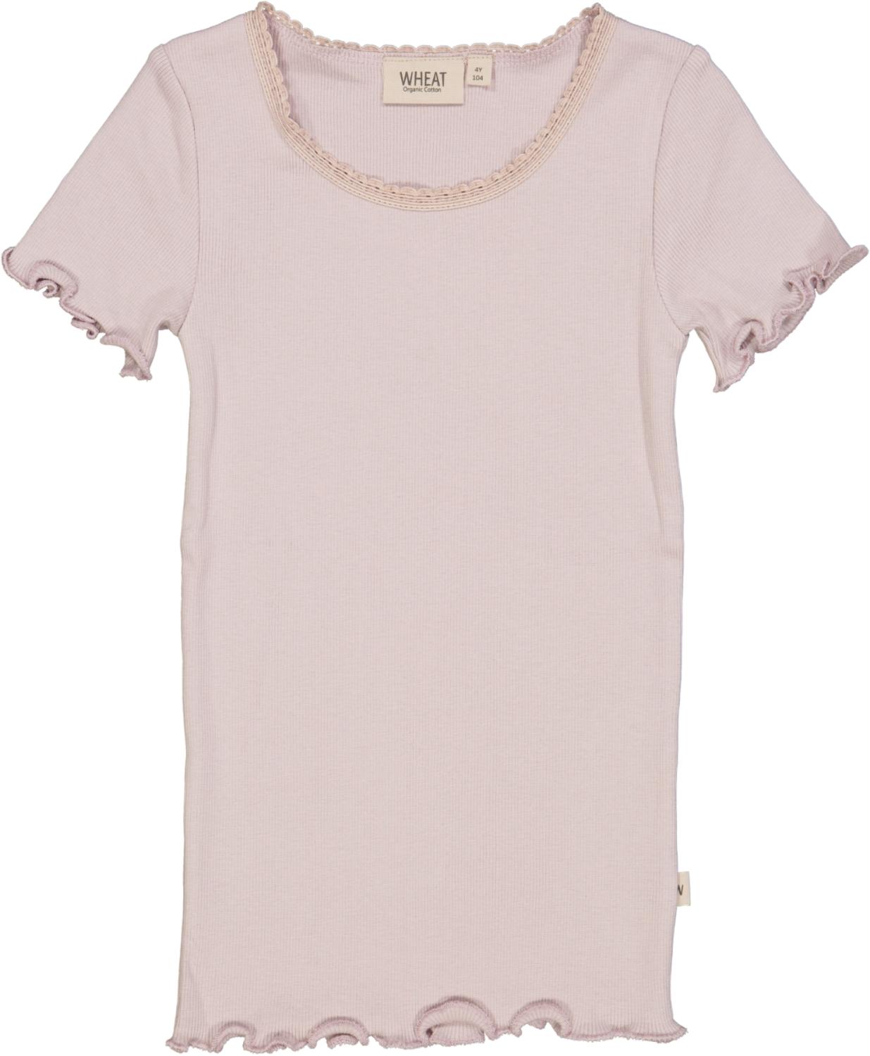Rib T-shirt Lace SS, Soft lilac