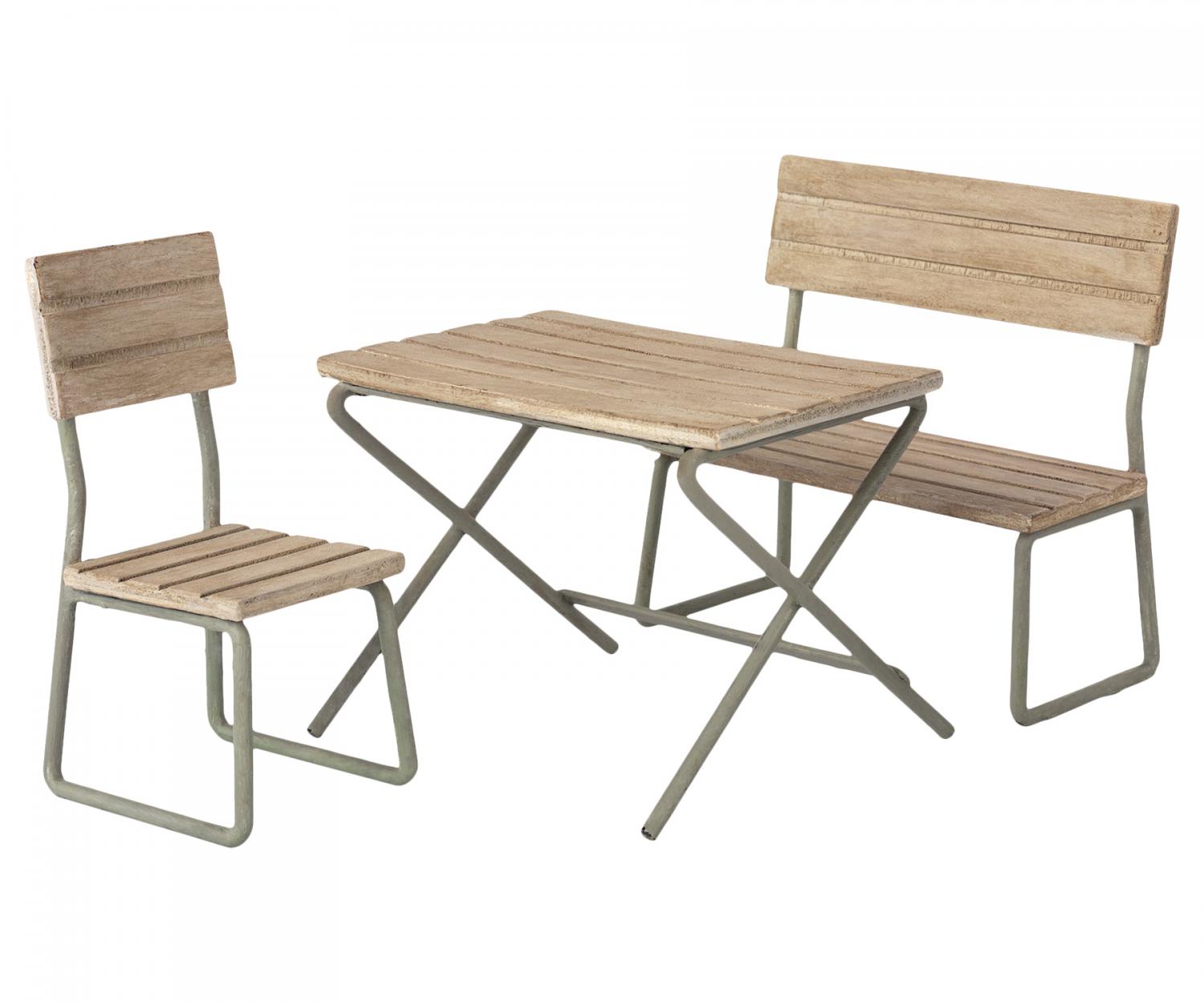 Garden set, bord med bänk och stol