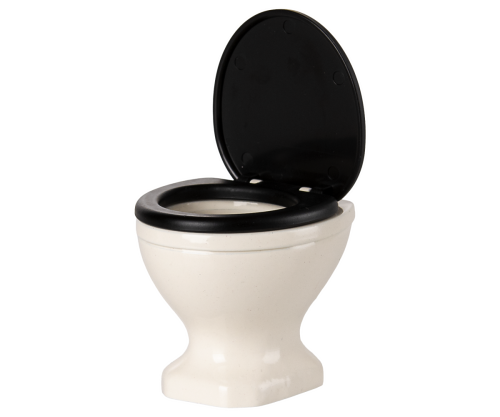 Maileg – WC för möss, vit med svart lock, toalett för mus
