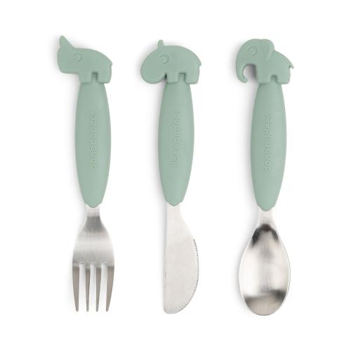 Bestick set grönt Easy-grip - Deer friends