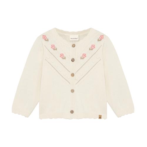 Stickad kofta med blommor