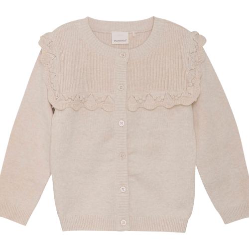 Stickad kofta - light beige melange