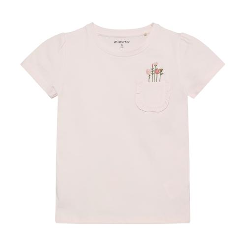 T-shirt ficka med blommor - puderrosa