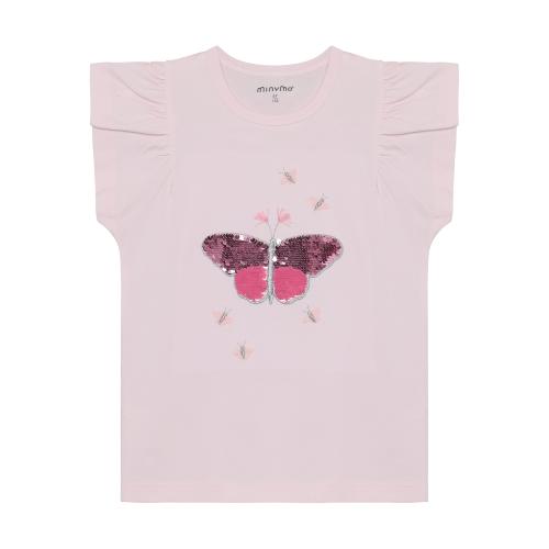 T-shirt fjäril glitter - rosa