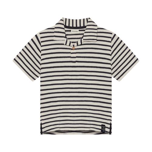 T-shirt med krage randig - marin