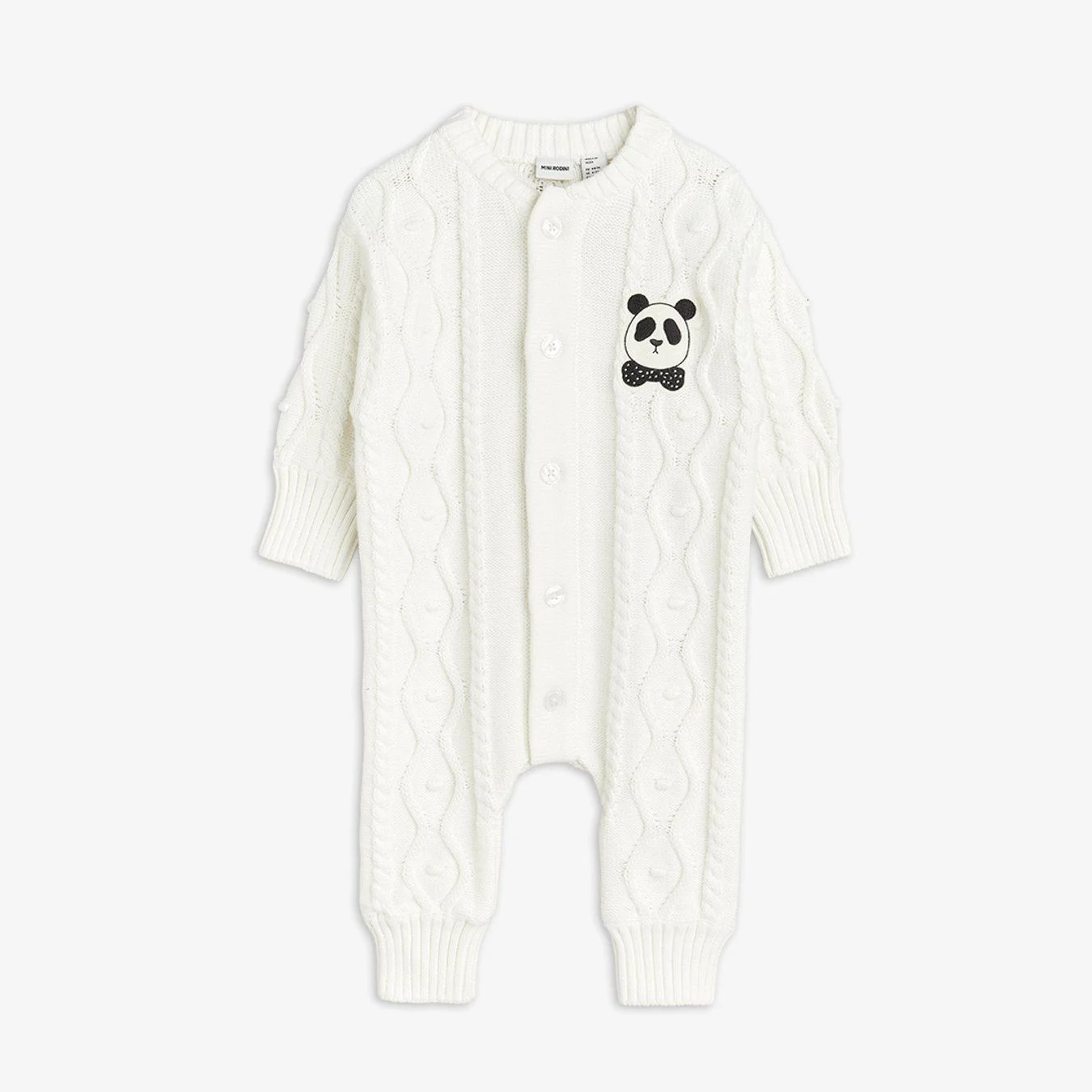 Stickad onesie, Panda - Off-white