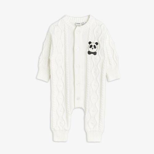 Stickad onesie, Panda - Off-white