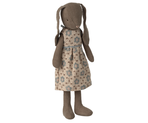 Maileg kanin brun - size 2 - Flicka, klänning med blommor