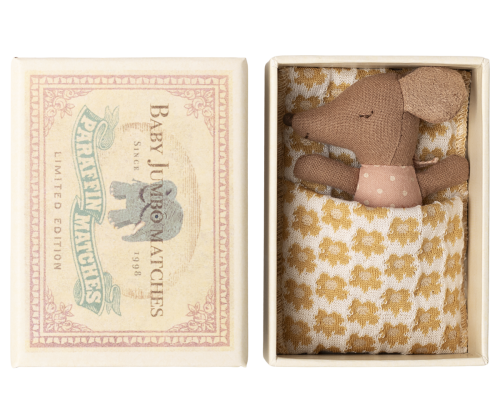Sleepy/wakey baby mouse in matchbox - rose