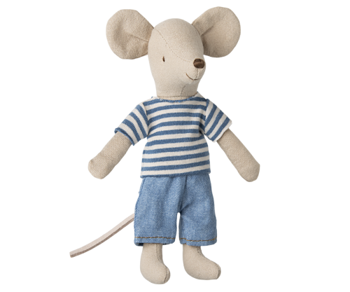 Maileg – Storebror mus, LouiMax mus med randig blå vit tröja och blå byxor