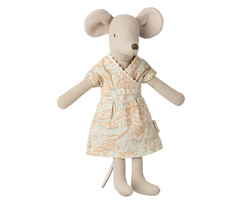 Maileg – Mamma mus med mönstrad klänning