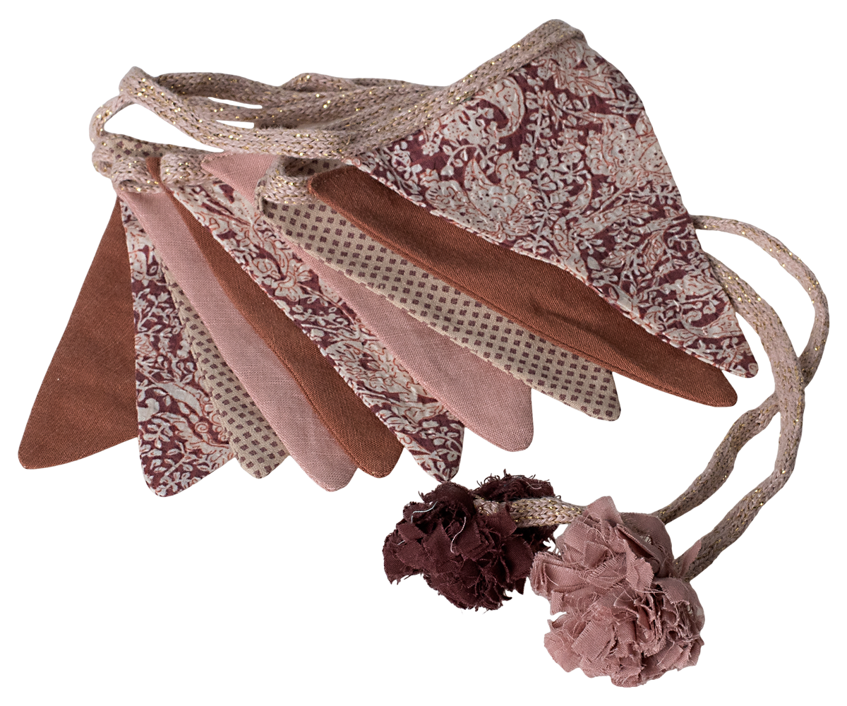 Flaggirlang i tyg, rose - 280 cm - Maileg