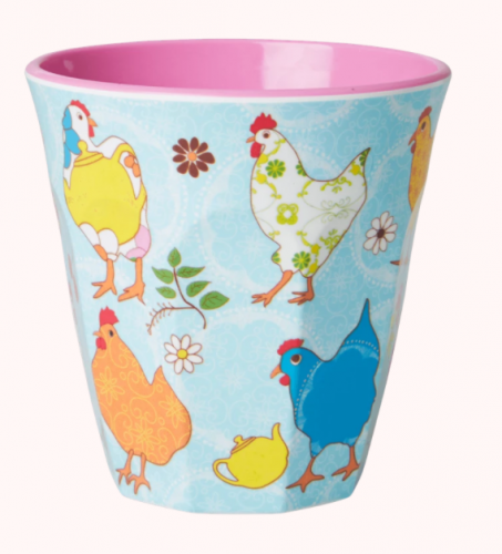 MEDIUM MELAMINKOPP - BLÅTT - HÖNSTRYCK