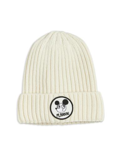 Knitted soft wool beanie - vit