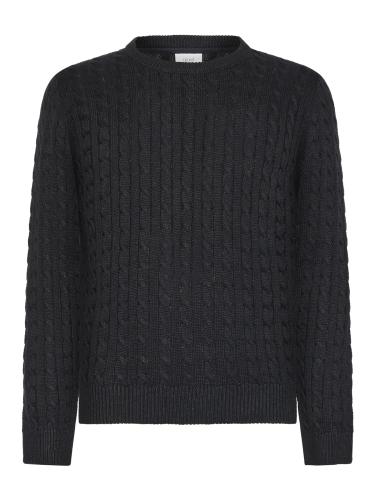 Tue Cable LS Knit - Black Melange