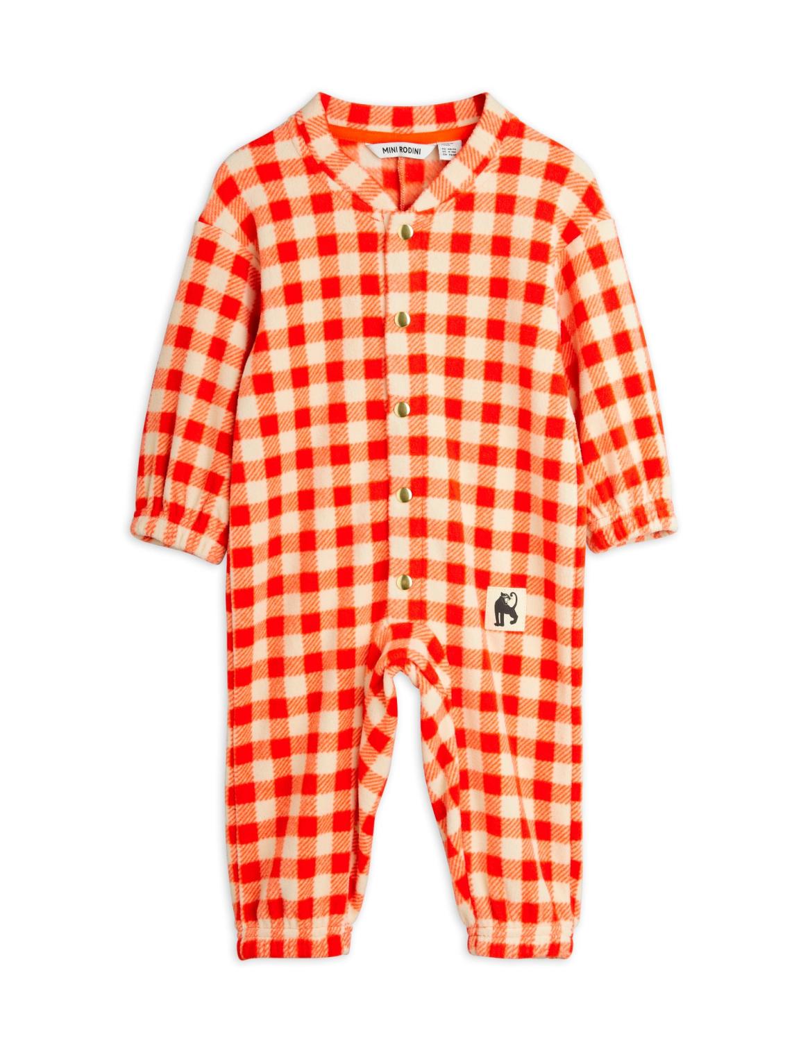 Gingham fleece baby overall