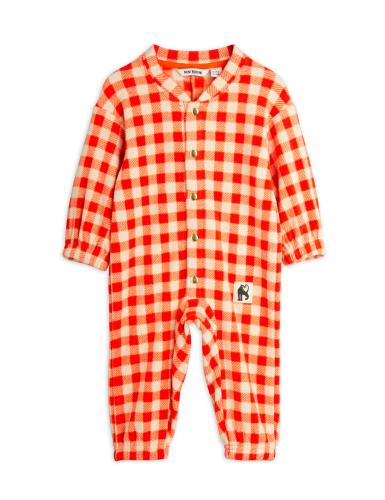 Gingham fleece baby overall