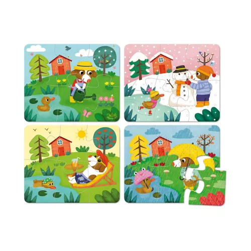 Pussel fyra årstider trä