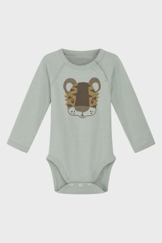 Basti, långärmad body i ull Tiger - Jade green