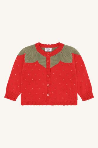 Cilja stickad kofta - Jordgubbe