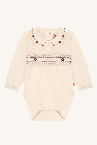 Britt Smock Body - Benvit/Broderade blommor