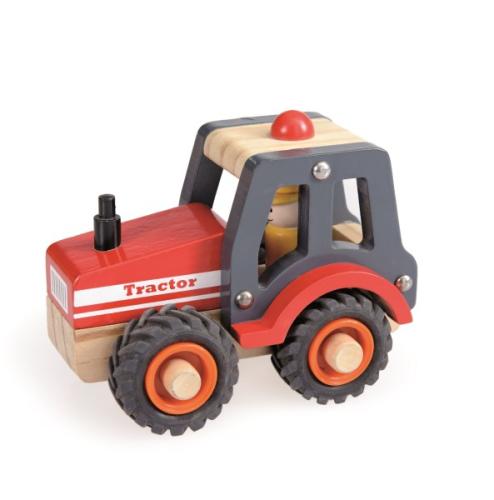 Traktor i trä - röd