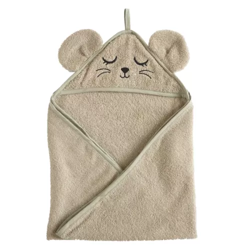 Badcapé med huva baby - MOUSE, grey