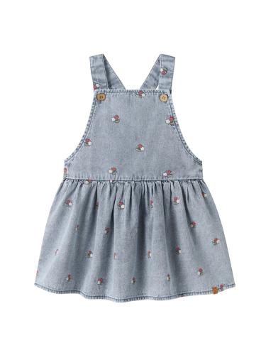 JEANSKLÄNNING broderade jordgubbar
