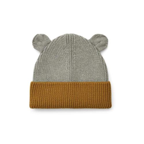 Gina Beanie - Grey melange/golden caramel mix