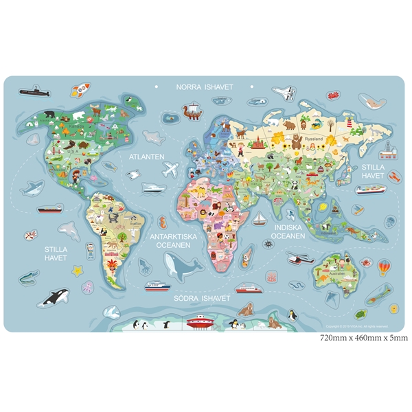 Väggkarta världen magnetpussel och whiteboard