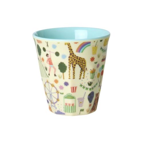 Rice melamin barnkopp, Small, Fun fair print – Mint
