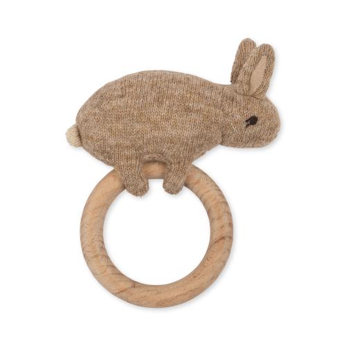 Aktivitetsring/skallra Stickad kanin, Beige