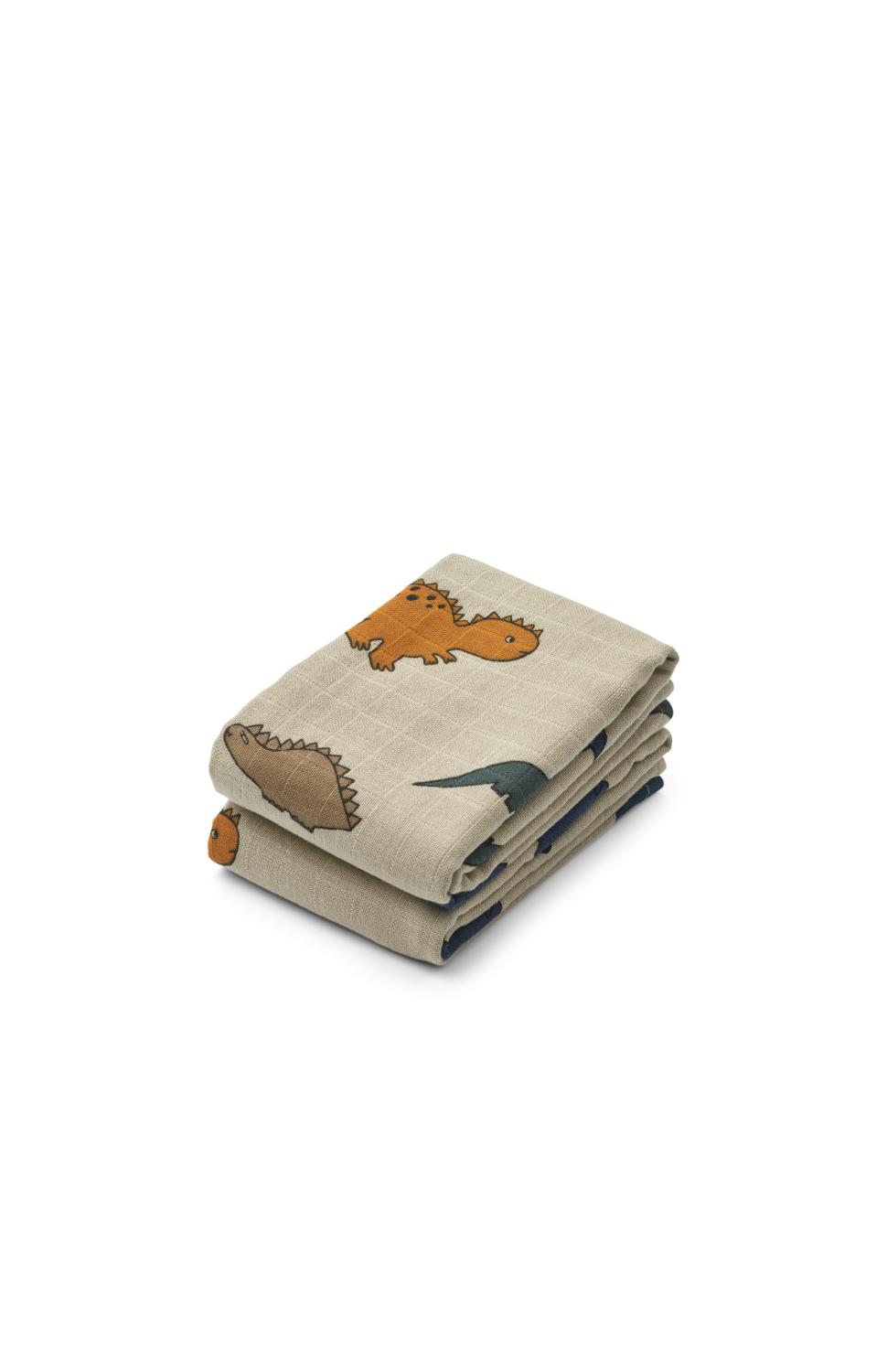 Lewis Muslinfiltar 2-pack - Dinosaurs mist - Liewood
