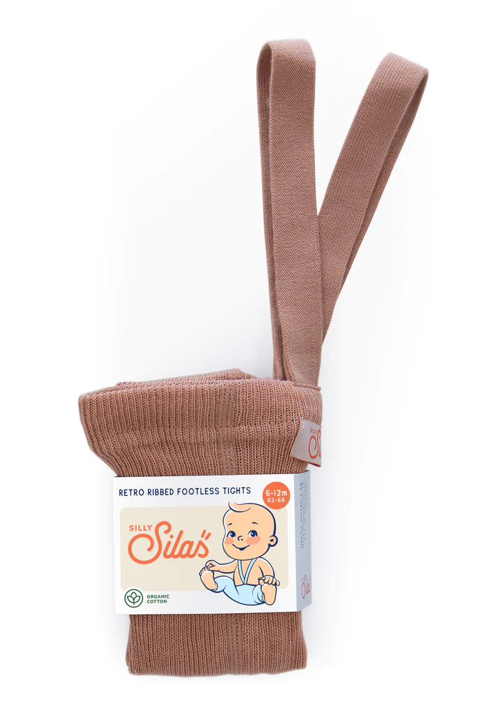 Silly Silas, Footless cotton tights, utan fot - Light brown