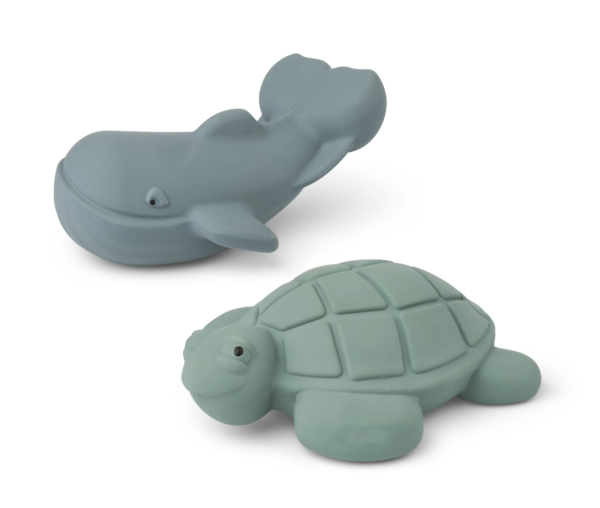 Ned bath toys 2-pack - Peppermint/ Whale blue mix