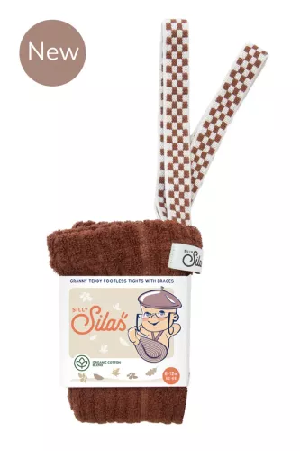 Granny teddy fotless cotton tights - cinnamon checked