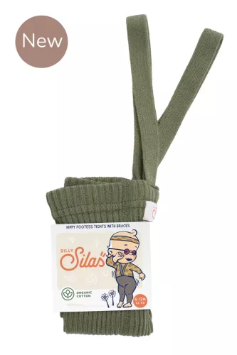 Hippy fotless cotton tights, Olive - Silly Silas