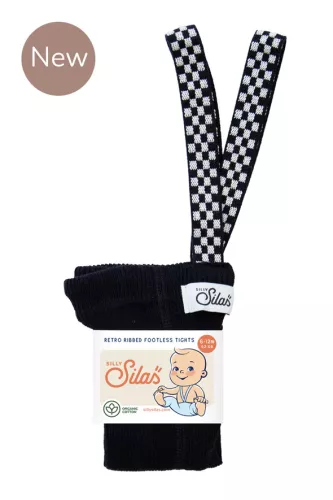 Classic black cotton tights checked - footless
