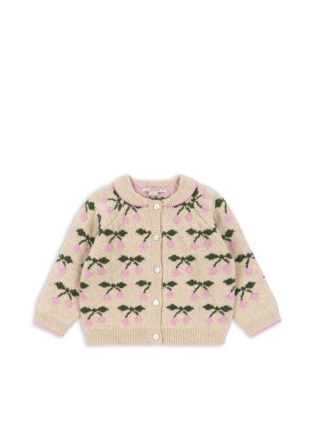 Stickad collar cardigan, Belou - Cherry