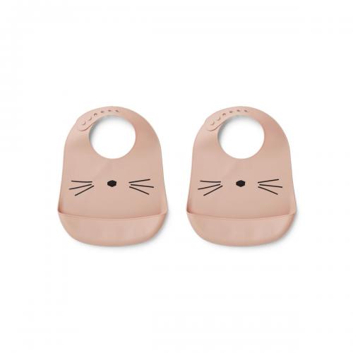 Tilda Silicone Bib 2 Pack - Cat rose