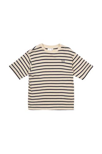 T-shirt Nero - Oversized - Mood indigo striped