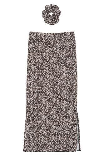 Pet Long Pleat kjol - Feather Gray AOP