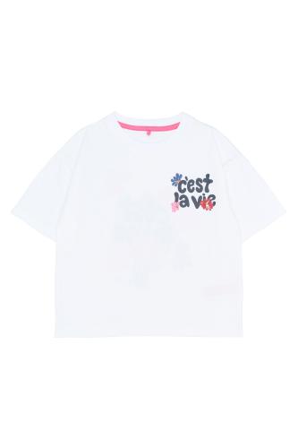 T-shirt Sandra "c’est la vie" blommor - Bright white