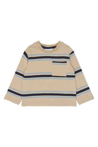 Theodor Långärmad T-shirt - Beige/randig